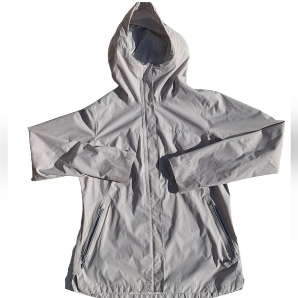 Marmot Windstopper Men's Jacket Size Medium Hooded Tan Beige 79448 Full Zip - Picture 1 of 13